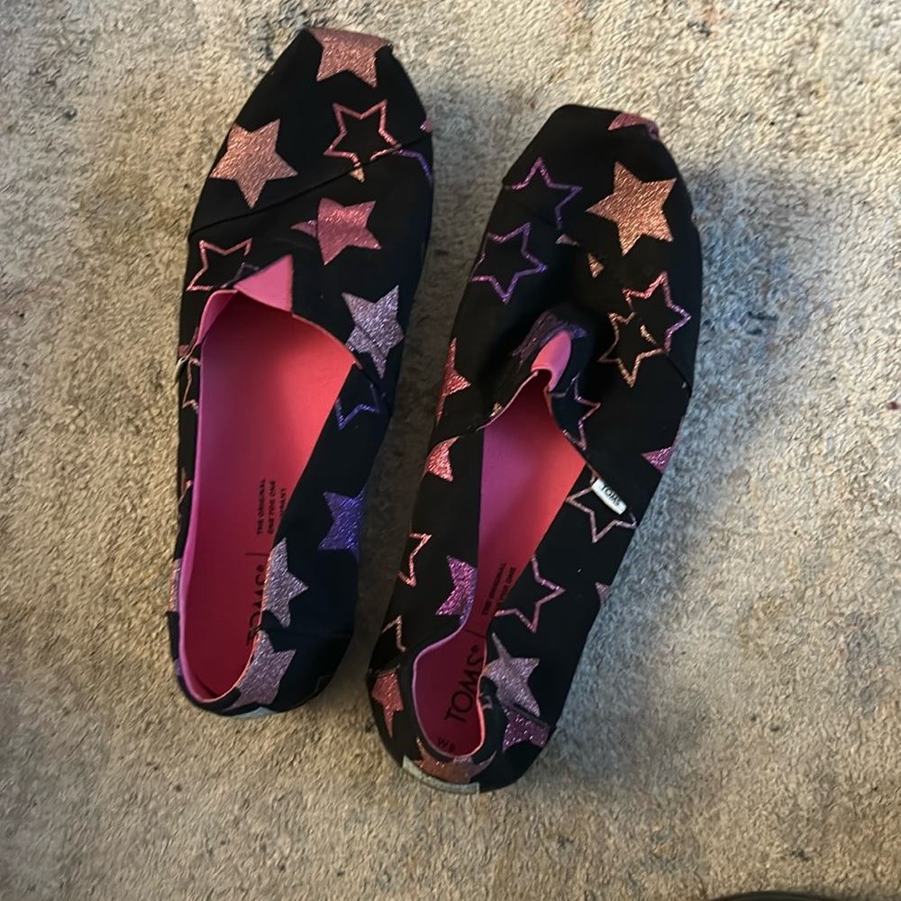 Toms Alpargata black canvas with glitter stars